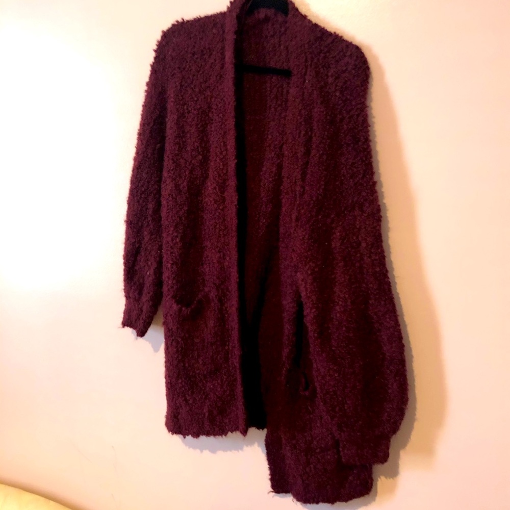 Oversized burgundy teddy sweater